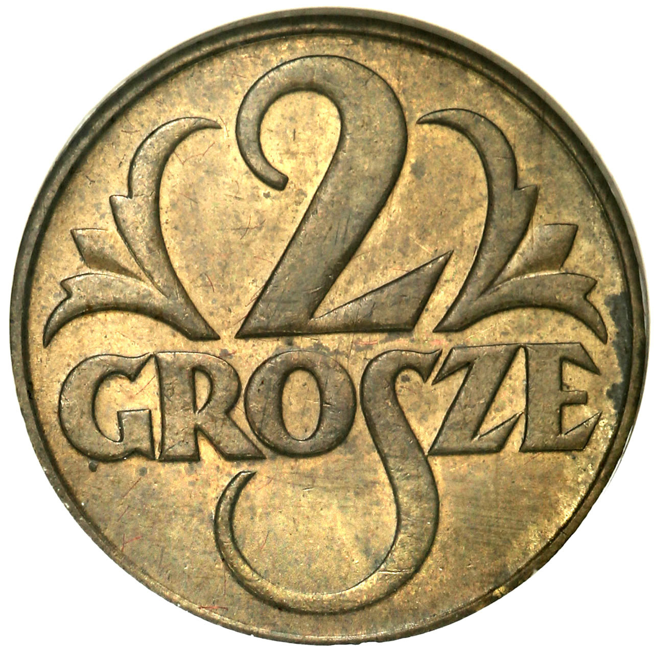 II RP. 2 grosze 1923 NGC MS62 - mosiądz